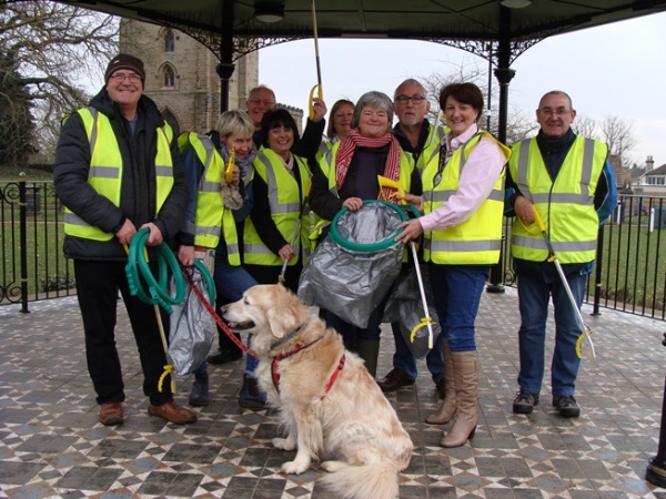 Bedale Town Councillors donating equipment to Bedale Litter Busters